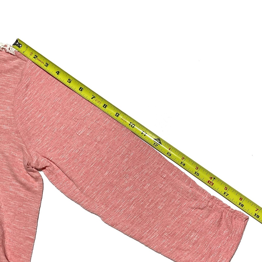 NEW Apt 9 Coral Pink Casual Top Women's Small White Crochet Knit Back 3/4 Sleeve - Picture 5 of 10